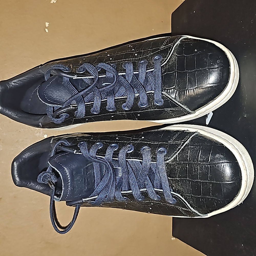 Navy Blue Stan Smith Alligator Leather Print